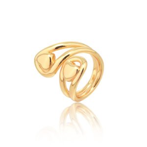 Retro Double-heart Open Adjustable Ring