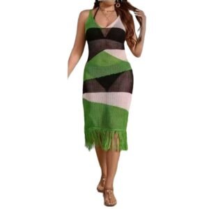 New Summer Striped Backless Sexy Dress