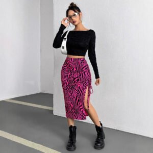 Women's Casual And Versatile Fashion Hot Pink Skirt
