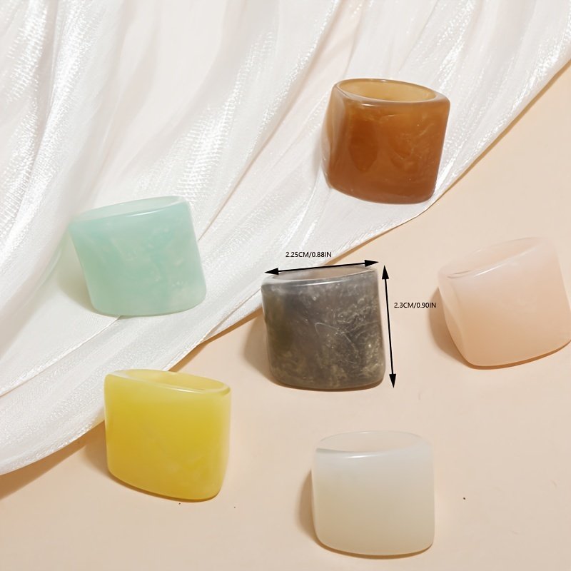 Women's Fashion Unique Ring Set Creative Jelly Color Resin Multi-Pack Rings Elegant Versatile Jewelry For Daily Wear & Gifting - Image 7