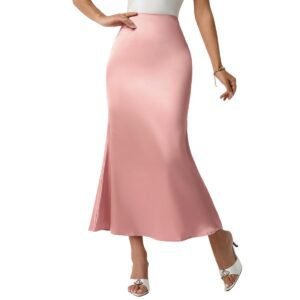 SpringSummer New Slim Satin Midi Skirt