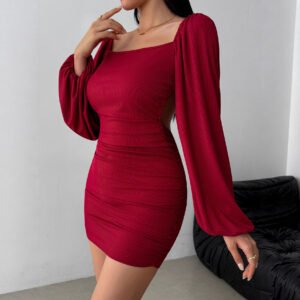 Elegant Casual Autumnwinter Dress With Long Sleeves