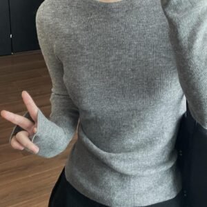 Round Neck Knitted Sweater For Women