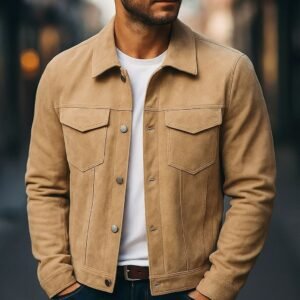 Deer Suede Men's Winter Lapel Work Jacket