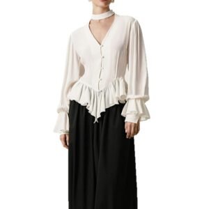 Womens Minimalist White Blouse In European And American Style