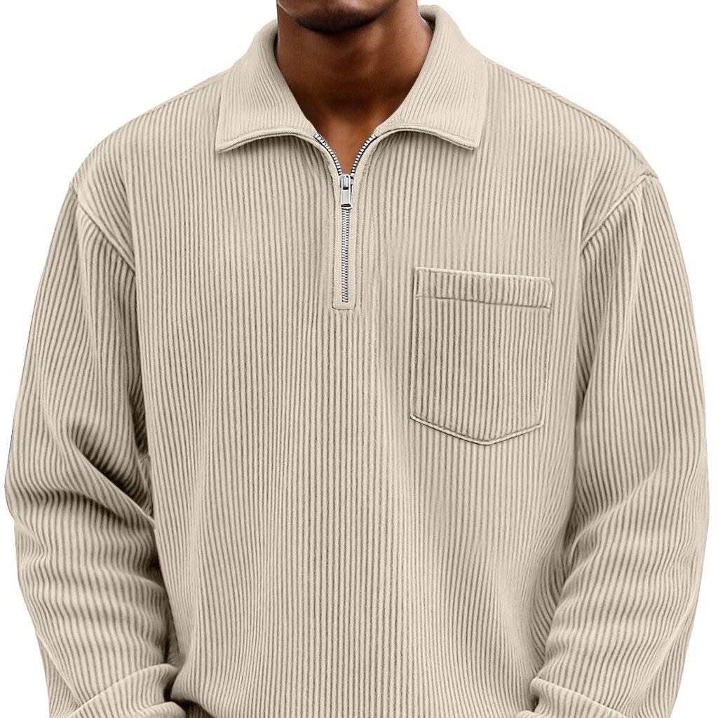 Men's Solid-color Henley Zip-up Casual Long-sleeve Hoodie - Image 4