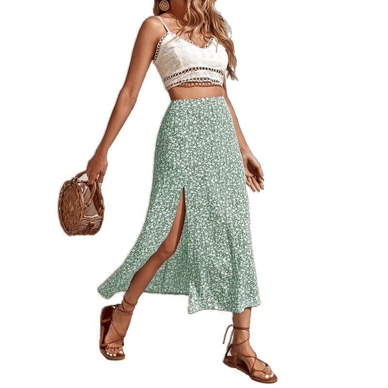 Floral Split New Chinese Style Skirt Fairy Dress For Women - Image 6