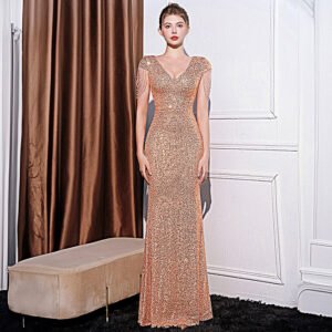 Sequined Slim Fit Slimming Long Dress Women