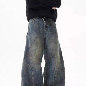 American Retro Distressed Deconstructed Washed Machete Jeans For Men And Women