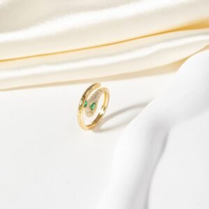 Light Luxury Micro-Set Zircon Personalized Snake-Shape Ring For Women