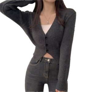 French-style Versatile Slim-fit Knit Cardigan For Petite Womenperfect For Fall And Winter