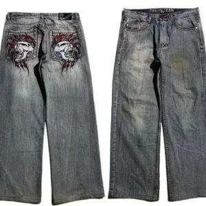 American Retro Worn Looking Washed-out Jeans Men's Wide-leg Workwear Design Casual