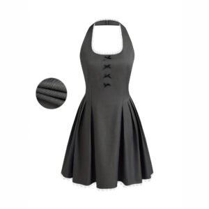 Waist-Cinched Slimming Butterfly-Knot Halter Dress