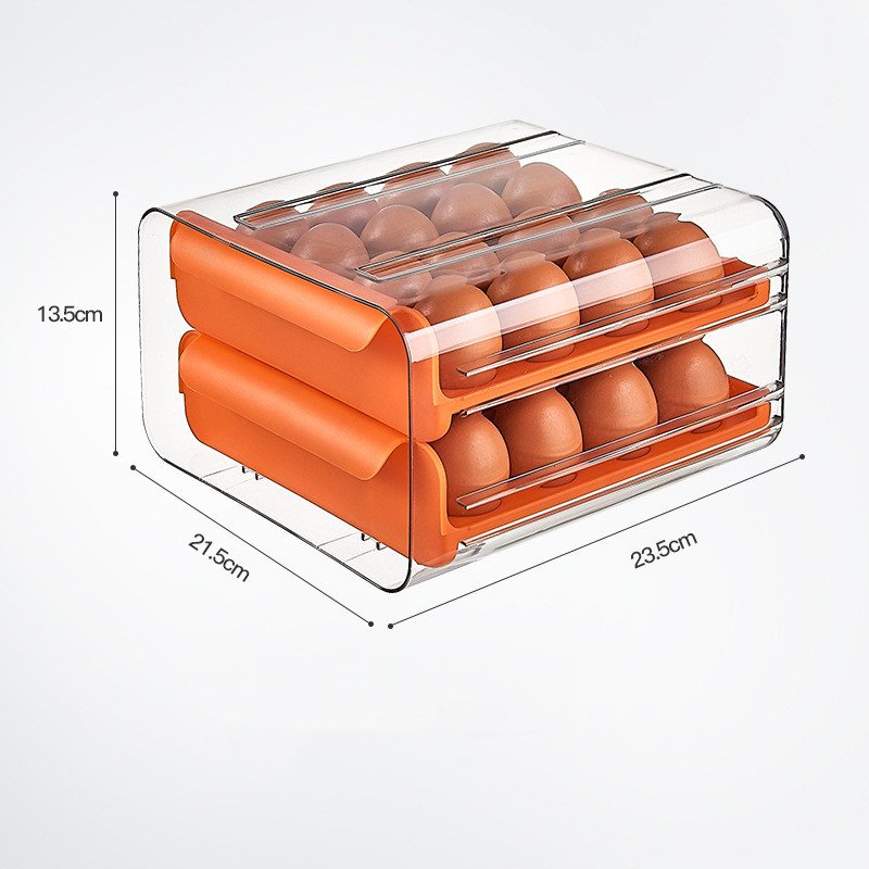 Kitchen Drawer Type Transparent Double Layer 32 Grid Egg Box - Image 3