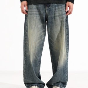American Retro Hanging Loose Wide Leg Jeans For Men