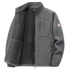 Mens Thickened Fleece Multi-Pocket Casual Jacket
