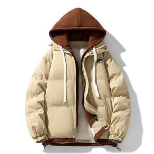 Fake Two-piece Cotton-padded Coat Thickened Hooded Warm Jacket