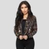 Women's Sequins Zipper Clothes Long Sleeve Cardigan Jacket
