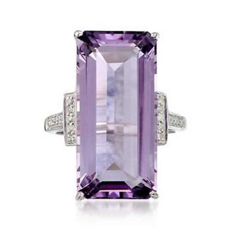 Womens Engagement Ring With Purple Topaz Zircon