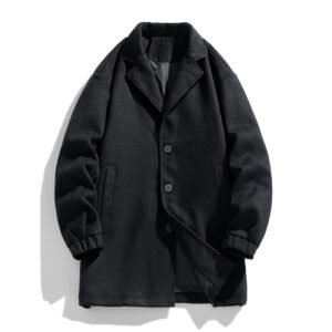 New Men's Casual Loose Mid-length Woolen Trench Coat