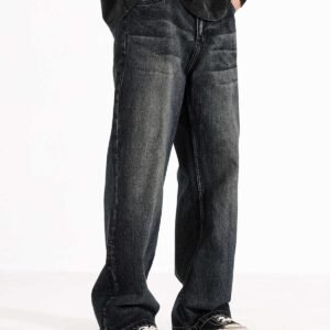 Retro Straight Jeans Men's American Loose-fitting Wide-leg Trousers