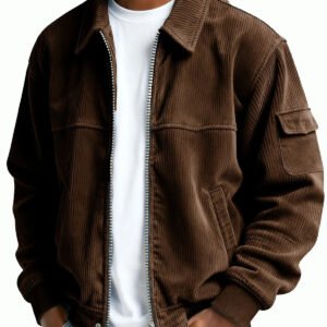 New Men's Retro Corduroy Fashion Casual Long Sleeve Pocket Jacket Men