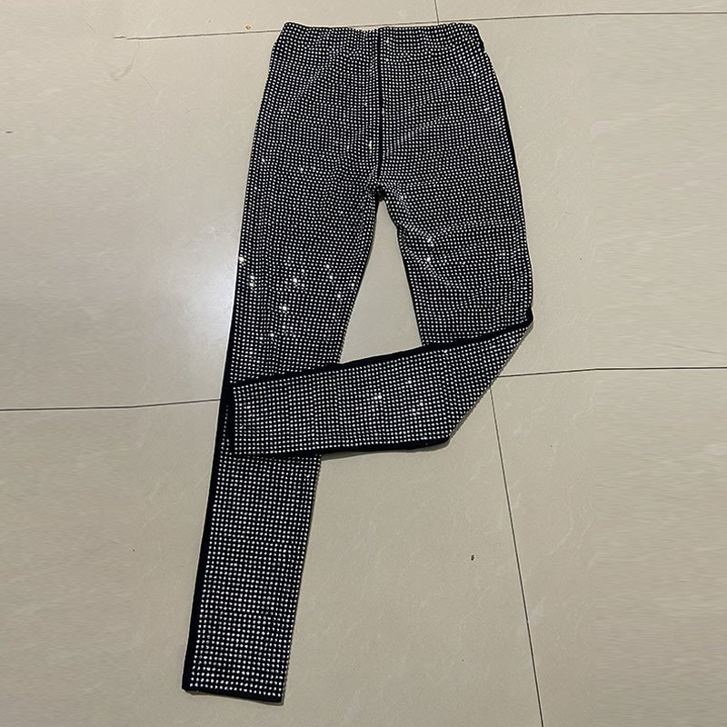 Stylish And Simple Heavy Industry Slim Hot Diamond Trousers - Image 5