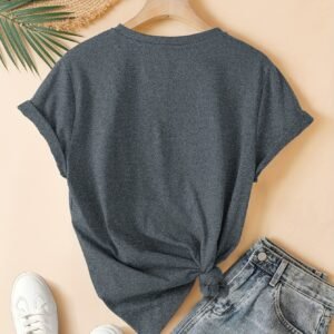 Three Heart Printing Summer Casual Sports Style Round Neck Women's Short Sleeve T-shirt