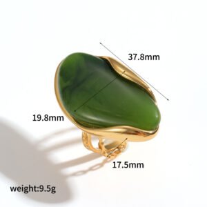 Resin Stainless Steel Ring For Women Trendy And Vintage