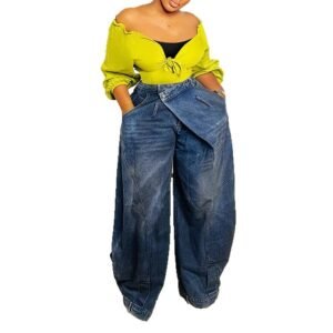 Retro Worn Looking Washed-out Reverse Waist Women's Jeans