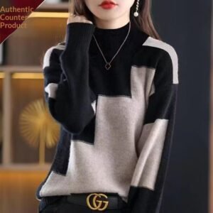 Womens Velvet Sweater New FallWinter Half-Neck Knit Pullover