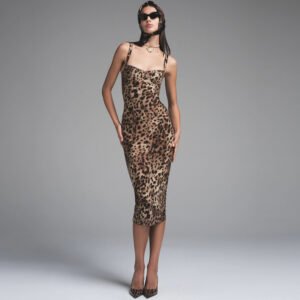 Body-hugging Sexy Leopard-print Slip Dress
