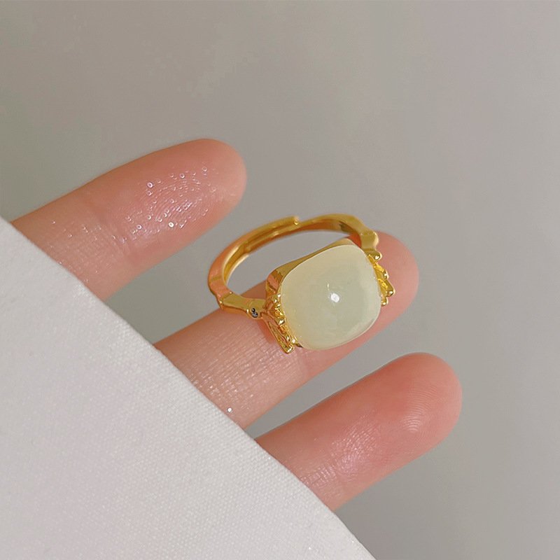 Retro Placer Gold Adjustable Open Ring For Women Chic Sweet Light Luxury And Exquisite Perfect For The Fashion-Forward - Image 4