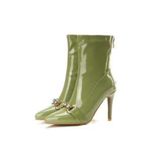 Patent Leather Pointed-toe High-heeled Ankle Boots