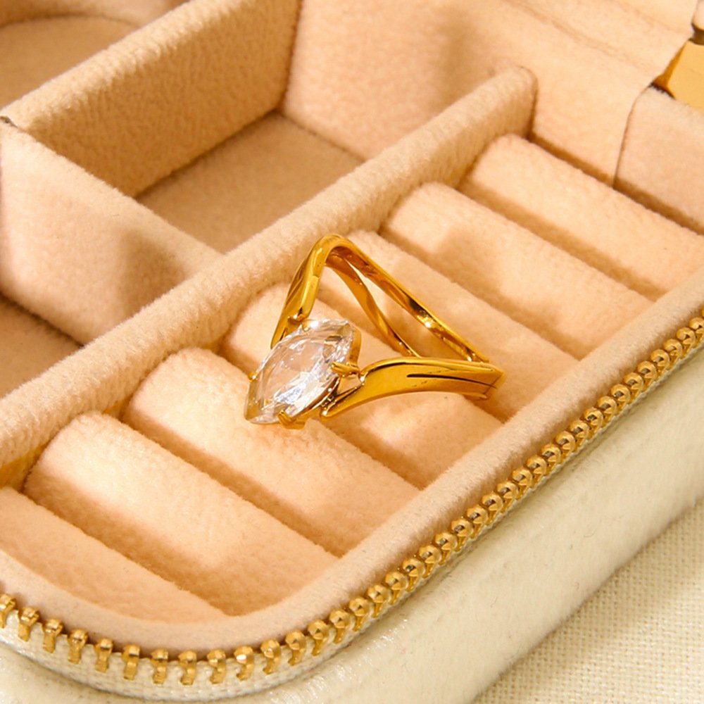 Womens Stainless Steel Ring With 18K Gold Plating - Image 4