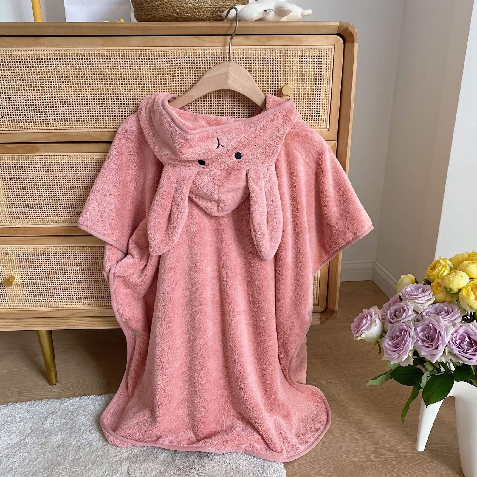 Rabbit Ears Children's Baby Infant Hooded Cloak Bath Towel Nightgown Bathrobe - Image 6