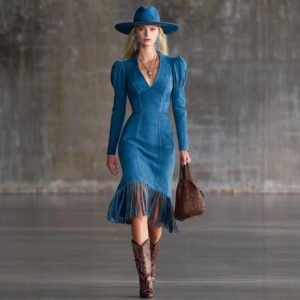 Retro Suede Fringe Sleeveless Mini Dress