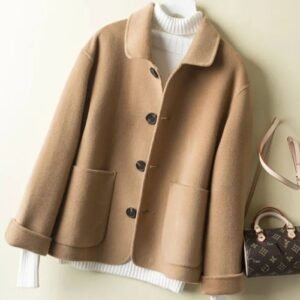 Short Waist-cinching Stylish Loose Wool Coat