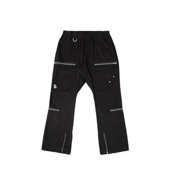 LABT Retro Multi-pocket Stitching Black Micro-flared Trousers High Street Lovers Four Seasons Country Trend Casual Pants - Image 2