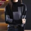 Womens Velvet Sweater New FallWinter Half-Neck Knit Pullover