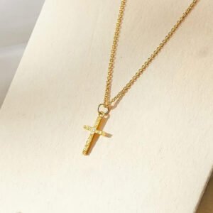 Womens Double-Layer Letter Square Cross Pendant Necklace