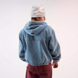 Fleece-lined Denim Jacket Fashionable Casual Hooded Sweatshirt