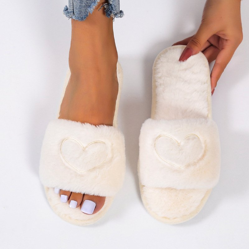 Ladies Flat-bottom Solid Color Warm Fur Slippers - Image 6