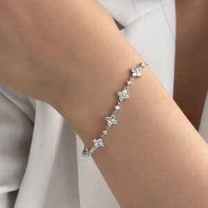 925 Silver Zircon Five-Flower Light Luxury High-End Minimalist Niche Design Hand Jewelry