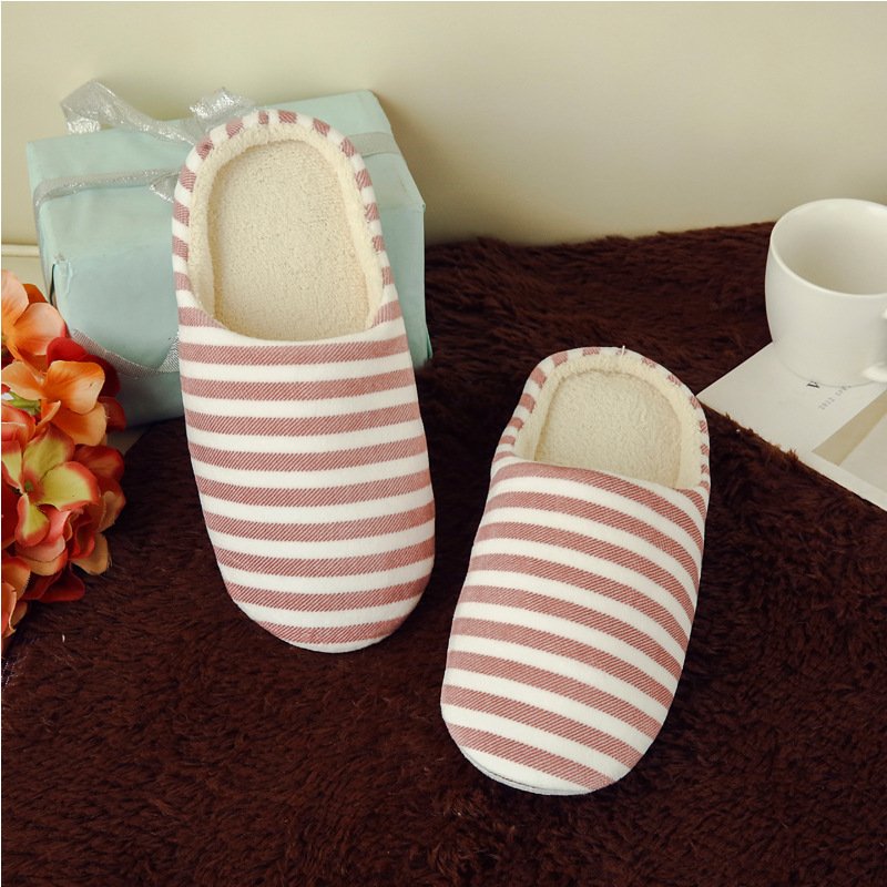 Softsoled Ultrasoft Velvet Cotton Slippers Striped Indoor Floor And Home Cotton Slippers - Image 7