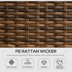 4 Piece PE Rattan Outdoor Patio Furniture Set, Wicker Conversation Set with 2 Swivel Glider Chairs, 2-Tier Glass Table and Loveseat for Garden, Patio, Poolside, Gray