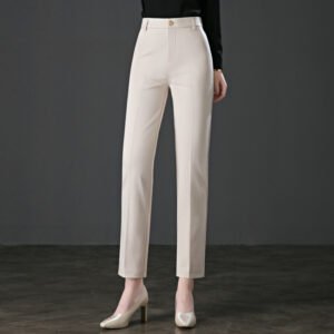 Ladies Autumn New High Waisted Stretch Loose Straight Pants