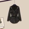 Women's Fashion Waist-Cinching Fake Two-Piece Long Sleeve Denim Jacket