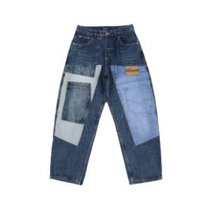 Retro Washed Heavy Ounce Deconstruction Patchwork Jeans