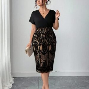 Elegant Non-Stretch Lace Dress For Women